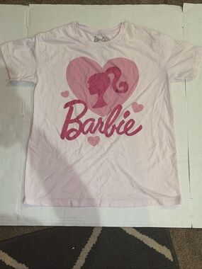 Barbie Pink Graphic Tee with Heart Silhouette